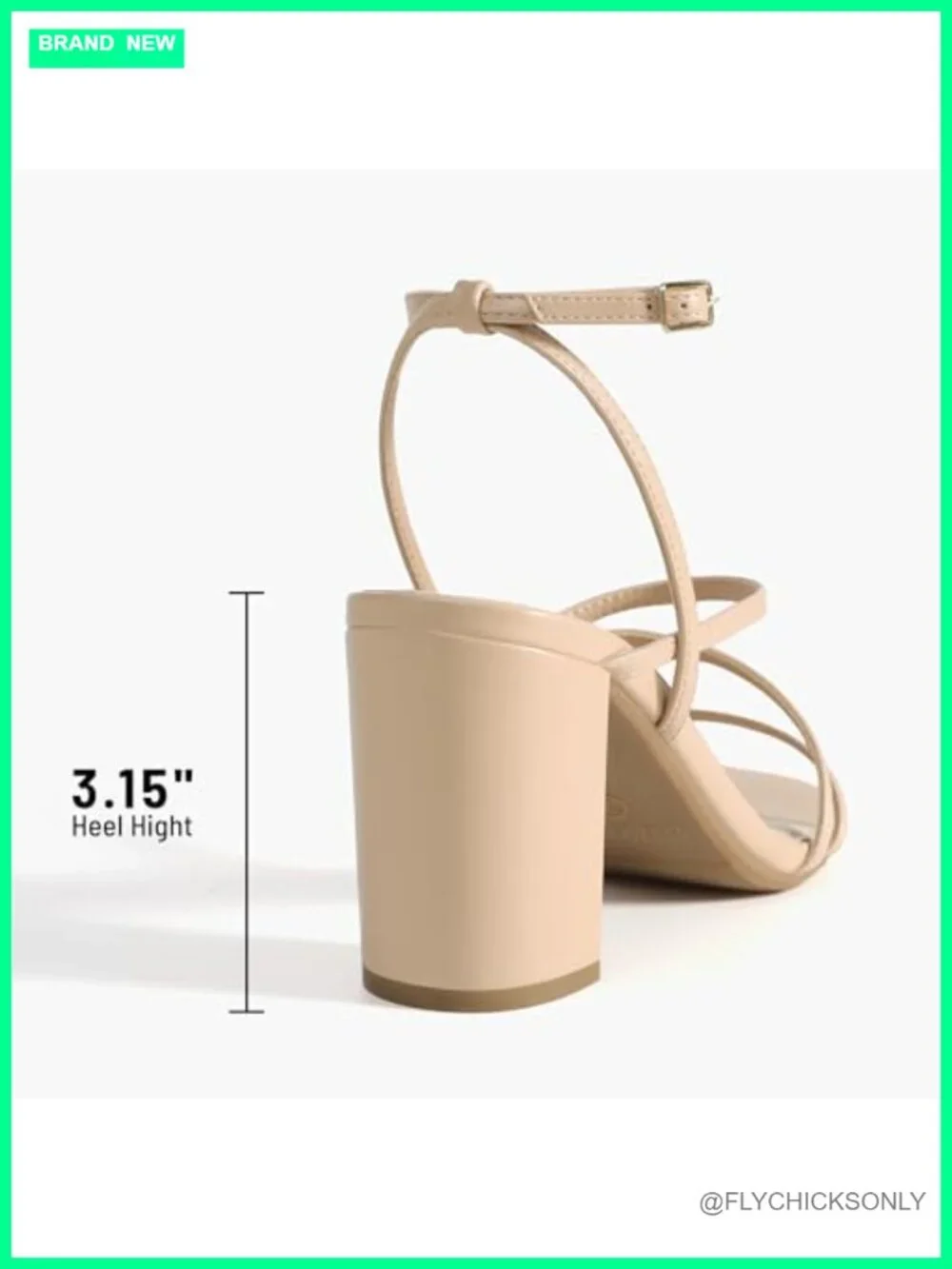 Chunky Heel Sandal Square Toe Thin Straps Buckle Block Heel Dress Heeled Sandals